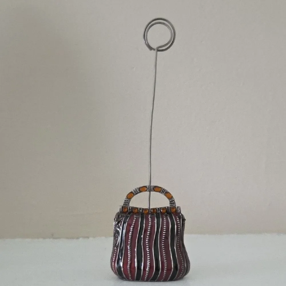 Card/Picture Holder With Metal Anchor In Shape Of A Purse